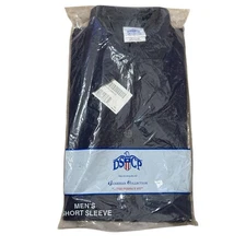 DSCP US Navy Blue Mens Utility Uniform Button Down Shirt Short Sleeve NOS Sz M