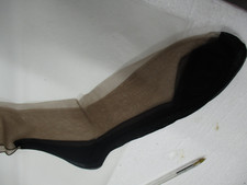 1PR VINTAGE VAN RAALTE BLACK FOOT FF SEAMED SHEER NYLON STOCKINGS 10 1/2 BEIGE