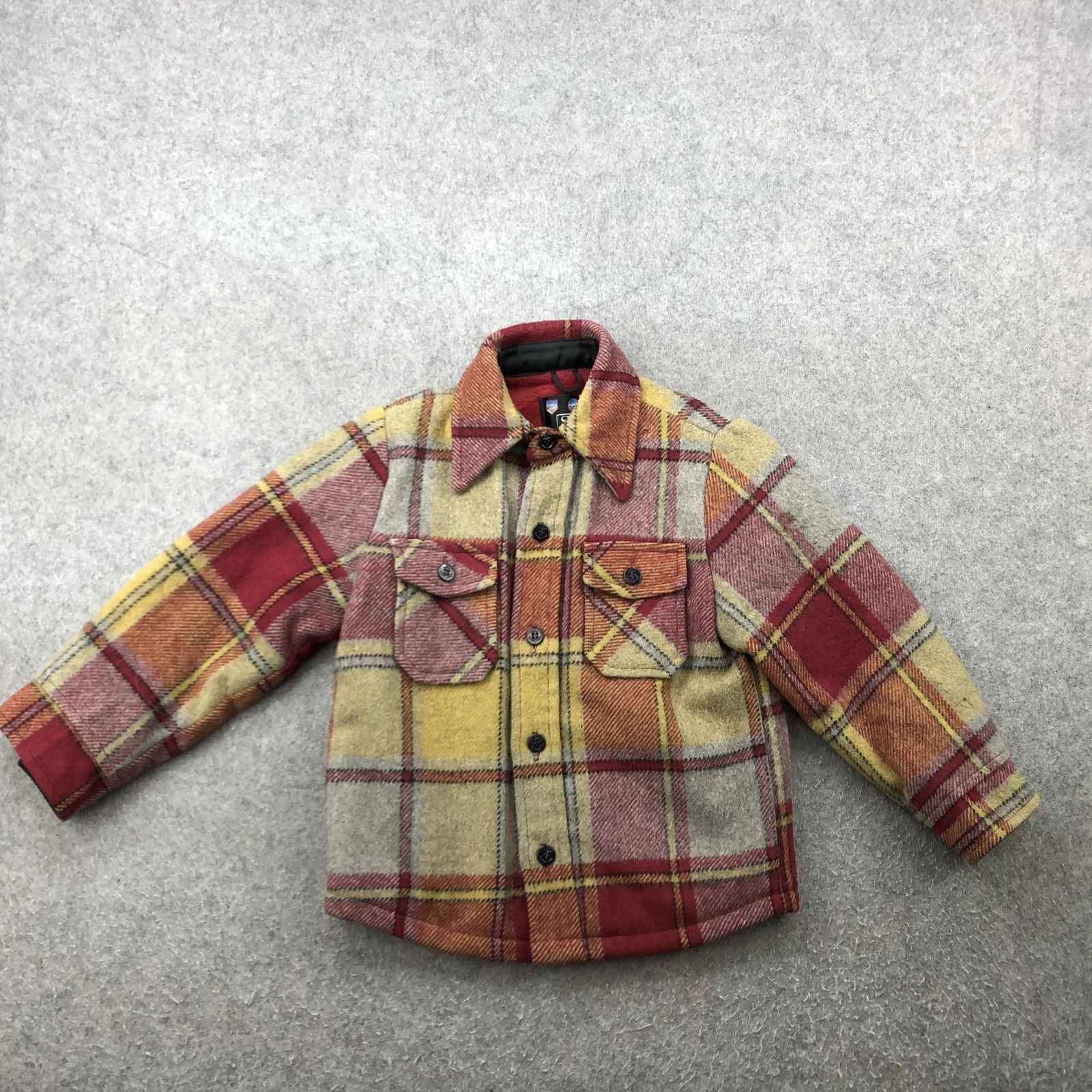 Vintage Sears Jacket Boys Size 8 Plaid Wool Blend Sherpa Lined Outdoors 70s