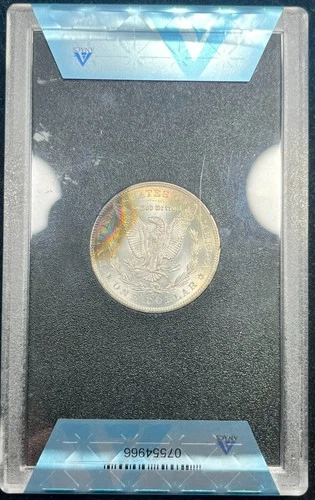 1884-CC Morgan Silver $1 GSA - ANACS MS65 - Rainbow Toned Reverse