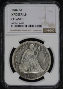 1846 Seated Liberty Dollar NGC XF Details Cleaned