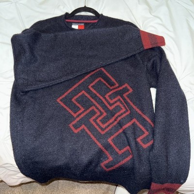 Tommy Hilfiger x Anthony Ramos Men's Navy and Red Jumper Size M