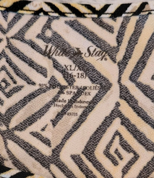 Vestido midi geométrico ciervo blanco X-grande 16/18 sin mangas elástico ajustado modesto Foto 3 de 4