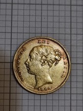 1885 Gold Half Sovereign coin. Victoria Young Head. Shield Reverse.