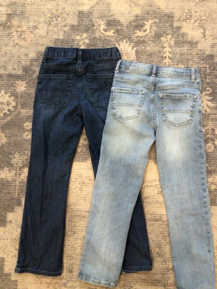 2 PARES Pantalones de mezclilla para niños talla 8 cintura ajustada recta y corte bota Foto 3 de 3