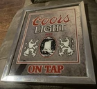 Vintage Coors Light Beer 18” X 14” 1983 Mirror Sign Bar Advertising On Tap Rare