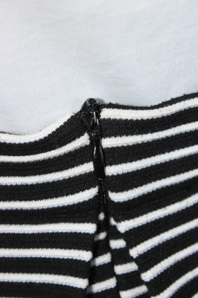 Женская юбка Cynthia Rowley в полоску с перевернутой складкой трапециевидная черная белая размер маленький - Изображение 4 из 4