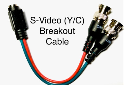 Svideo Breakout Cable Female 4-Pin mini-DIN to 2 Male BNC