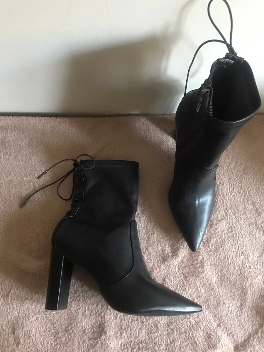 Faux leather top ankle booties