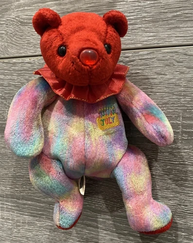 Ty Beanie Baby "July" Birthday Beanie Collection no Tag Vintage 2001 Red Rainbow