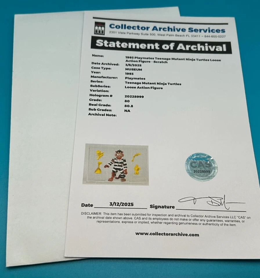 CAS GRADO 80+ SCRATCH THE CAT 1993 Playmates TMNT Teenage Mutant Ninja Turtles Foto 4 de 4