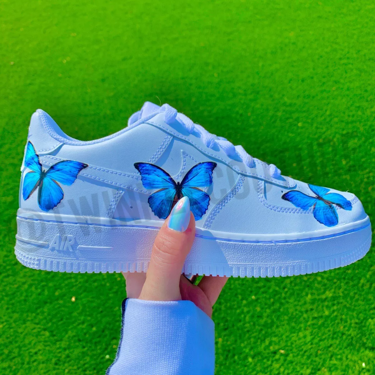 Sneakers  Womens Air Force 1 Butterfly Custom Shoes Blue Butterflies AF1  Handmade