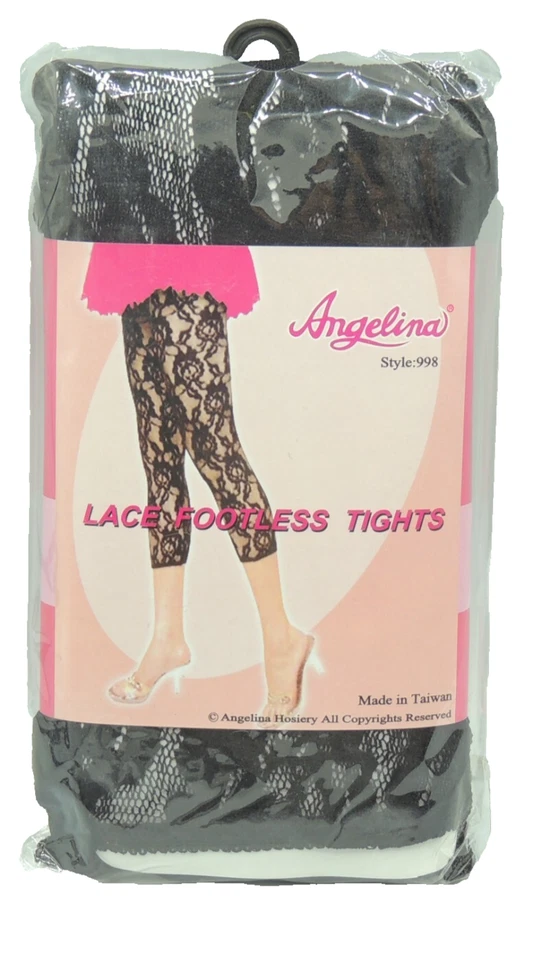 Angelina Black Lace Footless Tights One Size 998 3 Packs Foto 2 de 4