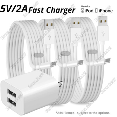 USB Fast Charger Power Adapter Charging Cable Lot For iPhone 14 13 12 11 X 8 7 6