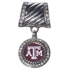 TEXAS A&M AGGIES PENDANT Scarf Chain Rhinestone Silver Necklace Jewelry Charm 