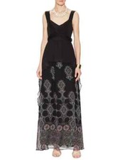 NWT Free People Belladonna in Black Printed Chiffon Boho Maxi Dress 2 $400
