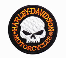HARLEY DAVIDSON MOTORCYCLES EMBROIDERED PATCH IRON/SEW ON 2-7/8" WILLIE G SKULL