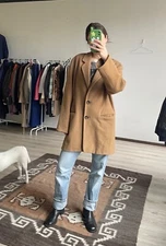 Jil Sander + Vintage 90s Cashmere Women's Sand Beige Coat Size 40 / Large