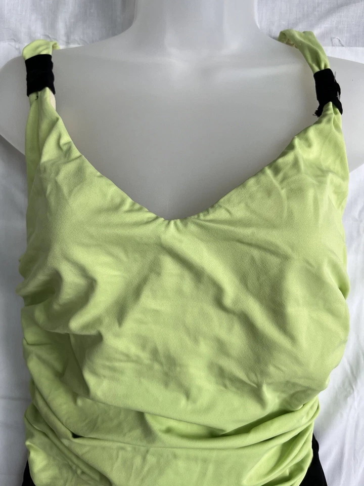 Maiô Miraclesuit vintage peça única com aro controle de barriga verde preto tamanho 16 EUA - Imagem 2 de 4