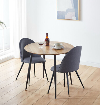 Dining Set, Small Round Wooden Kitchen Table 90cm Curved