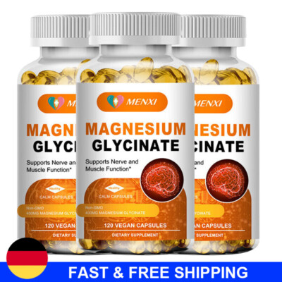 Magnesium 3 x 120 Kapseln 400mg Hochdosiert Knochen Zähne Glycinat von Magnesium