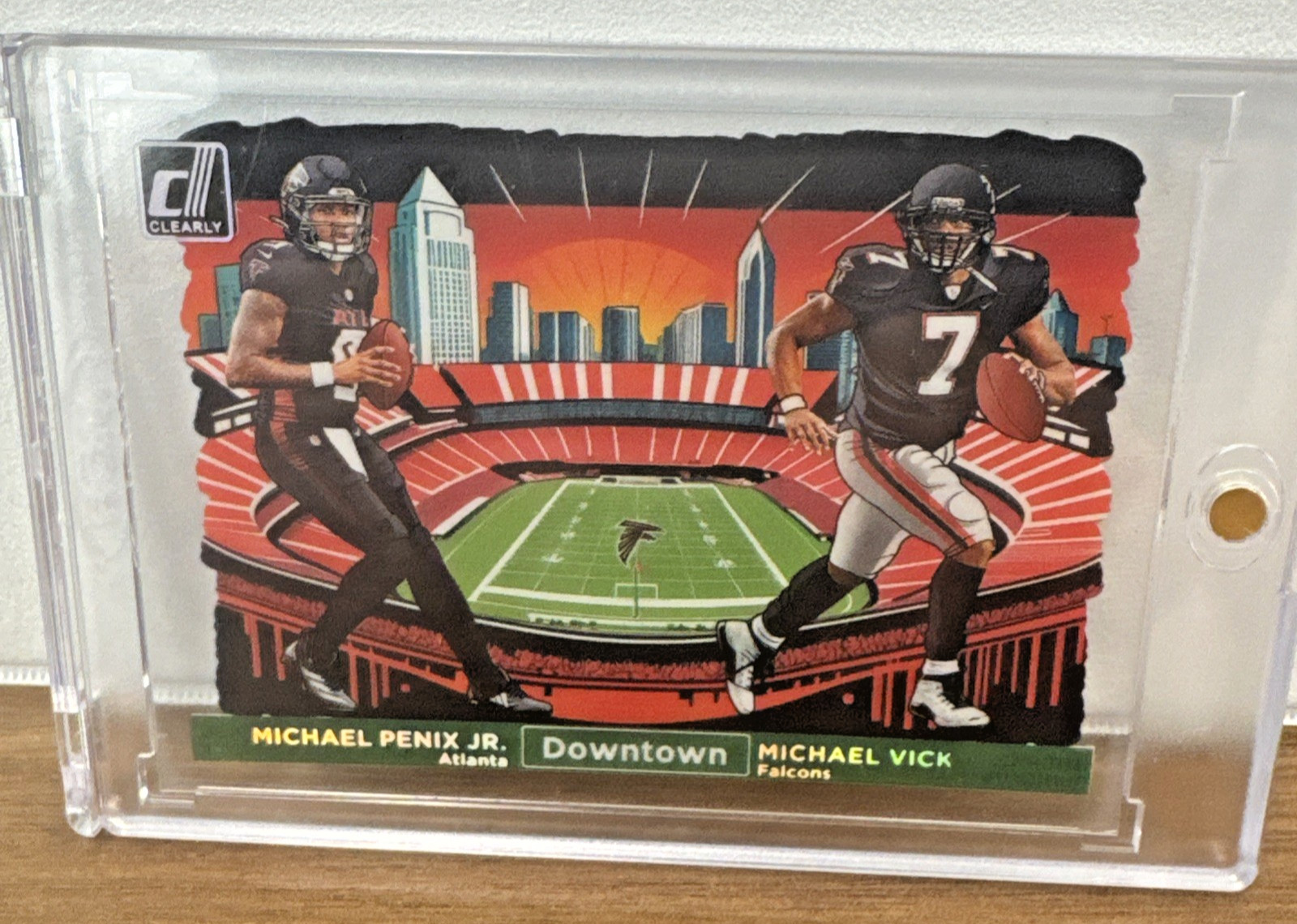 2024 Donruss Clearly Michael Penix Jr / Michael Vick Downtown DUOS SSSP FALCONS