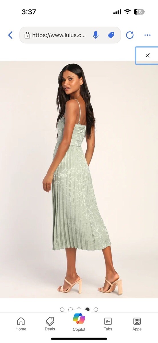 regal romance sage floral jacquard pleated satin midi dress Lulus Dresses