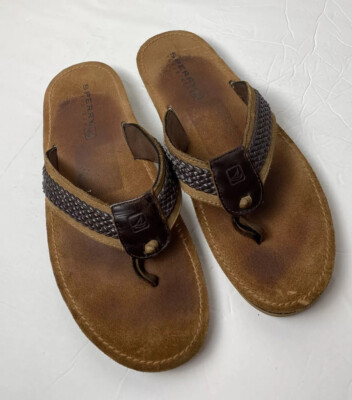 SPERRY  MENS BROWN LEATHER TAN THONG SANDALS . Sperry Outer Banks Thong Sandal in Tan Leather – Country  main image 3