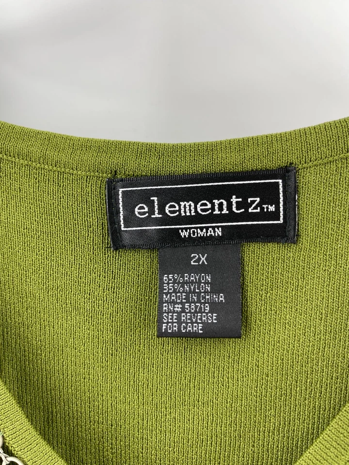 NST Elementz Women's Plus Olive Green Sleeveless Stretch Knit Shirt Top Size 2X - Image 4 of 4