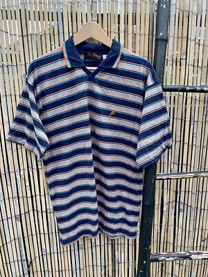 トップス 90s vintage coogi boarder polo shirt y2k Vintage Y2K COOGI AQUA Blue RAINBOW Stripe Streetwear Sneakers