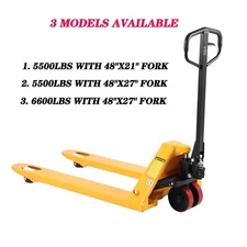 APOLLOLIFT Yellow 5500lb/6600lb Hand Manual Pallet Jack Truck 48X21"/48X27" Fork