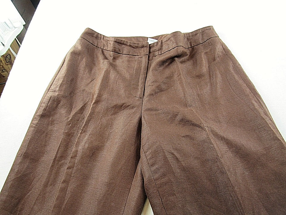 Nygard Collection Brown Linen Blend Lined Pants 6 [ 30in W 29L ] eBay