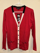 NWT Jones New York Collection Women s Red Cardigan Size Small Extra Button