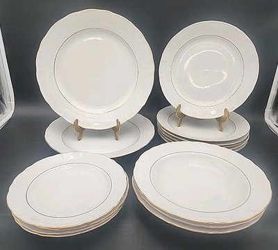 JRJS CLU3 Porcelain Dinner, Salad, Bread Plates & Bowls Romanian ''BEAUTIFUL''