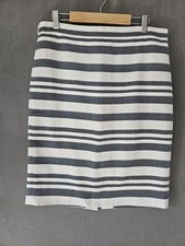 J Crew Womens 2 Pencil Midi Skirt Textured Office Blue Striped