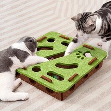 Interactive Cat Puzzle Toy Felt Toy Box with Maze Tunnel Bell Ball Indoor Entert