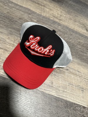 Stroh's Beer Trucker Hat Adjustable Black, Red And White