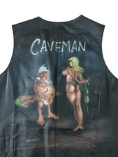 Vintage Leather Vest Men s Small Biker Motorcycle Airbrush Harley Caveman
