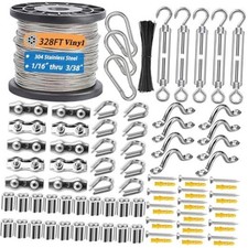 304 Stainless Steel Turnbuckle Kit, 328FT Coated Wire Rope. Heavy 100M-328FT