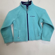 Columbia Kids XXS 4/5 Blue/Purple Full Zip Fleece Jacket w/ Pockets Cozy Warm