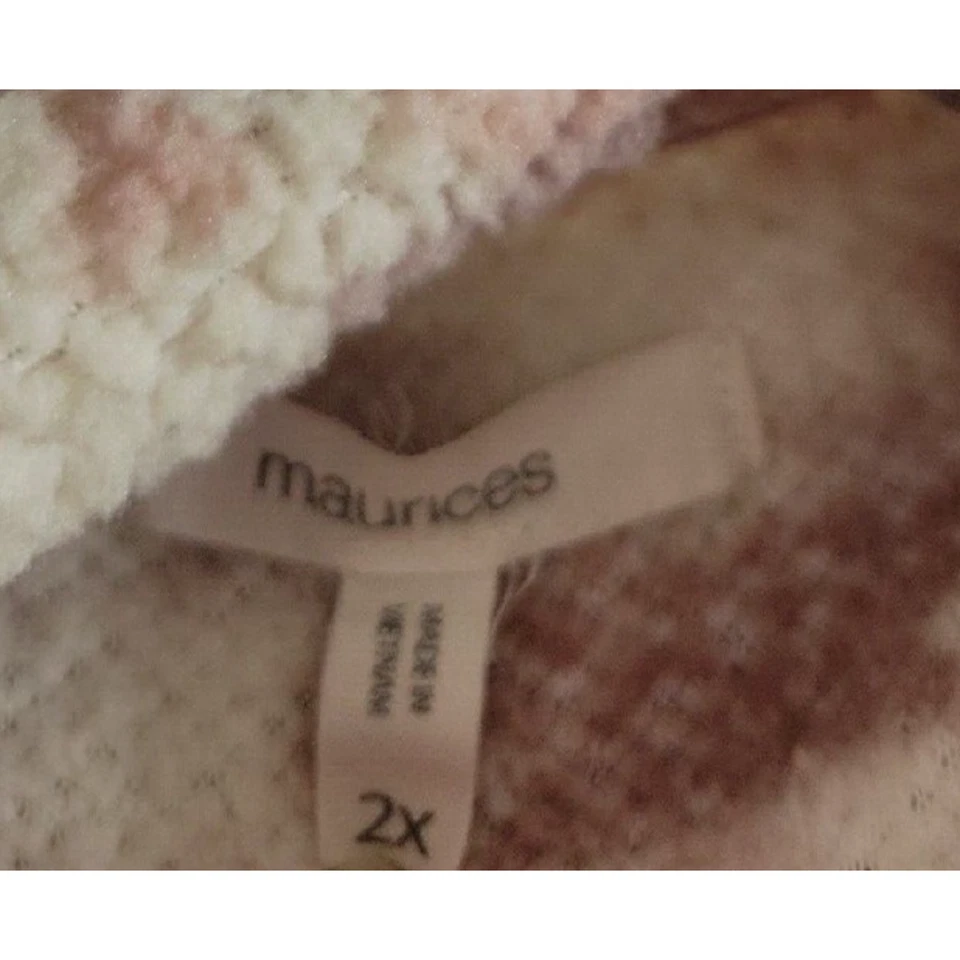 Top Pullover Maurices Sherpa Rosa Cálido Geométrico 1/2 Cremallera Para Mujer Talla Grande 2X Foto 3 de 4