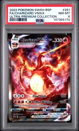 2022 POKEMON SWSH BLACK STAR PROMO #261 FULL ART/CHARIZARD VMAX PSA 8