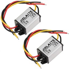 2 Pcs Waterproof Car Power Converter, 12V to DC 6V Buck Converter black