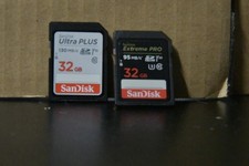 2x SanDisk 32GB SD Memory Cards Ultra Plus / Extreme Pro Class 10 UHS-I