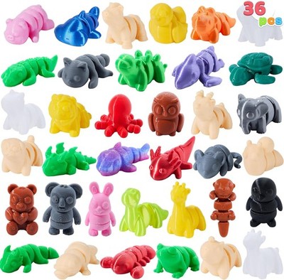 36 Pcs - Mini 3D Printed Mix Animals Set, 36 Different Animals, 1'' to 2'' Animals