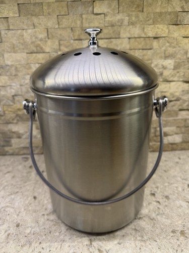 Compost Bin Stainless Steel Kitchen Waste Pail 1.3 Gallon Indoor Countertop