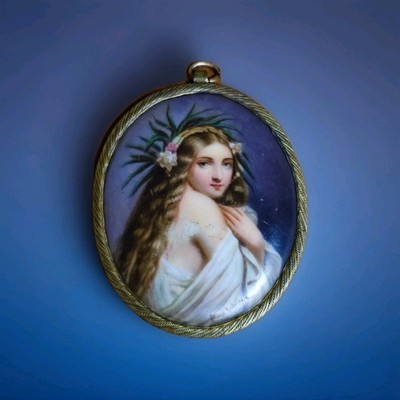 Porzellan Gemälde Bildplatte Medaillon KPM Nymphenburg Augarten Lauscha? ~1900