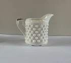 Vintage Milk glass Hobnail Creamer With Gold Detail