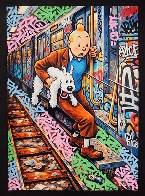 Enigma09   ''Underground Tim und Struppi''   Street Art Werk - Contemporary...