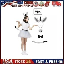 4pcs Cute Donkey Ears Headband Snout Tie Tail Animals Costume Accessory Set